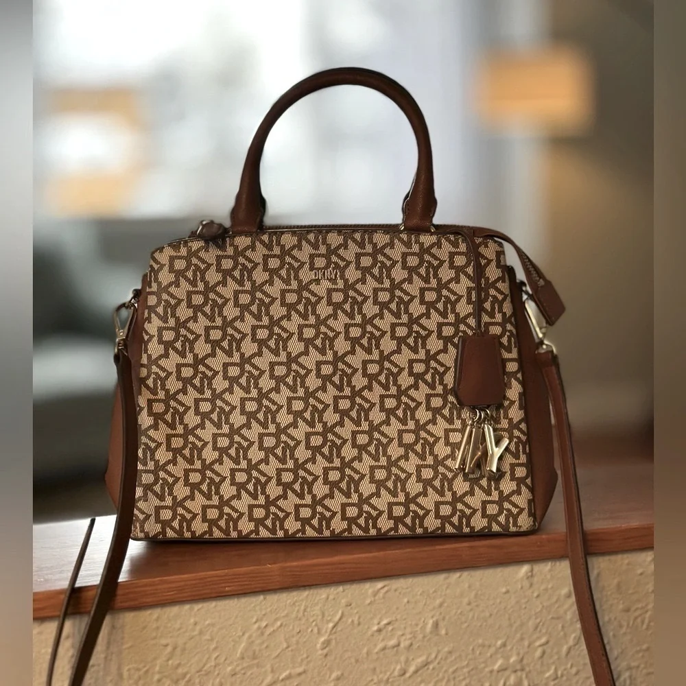 DKNY Brown Gold Monogram Handbag